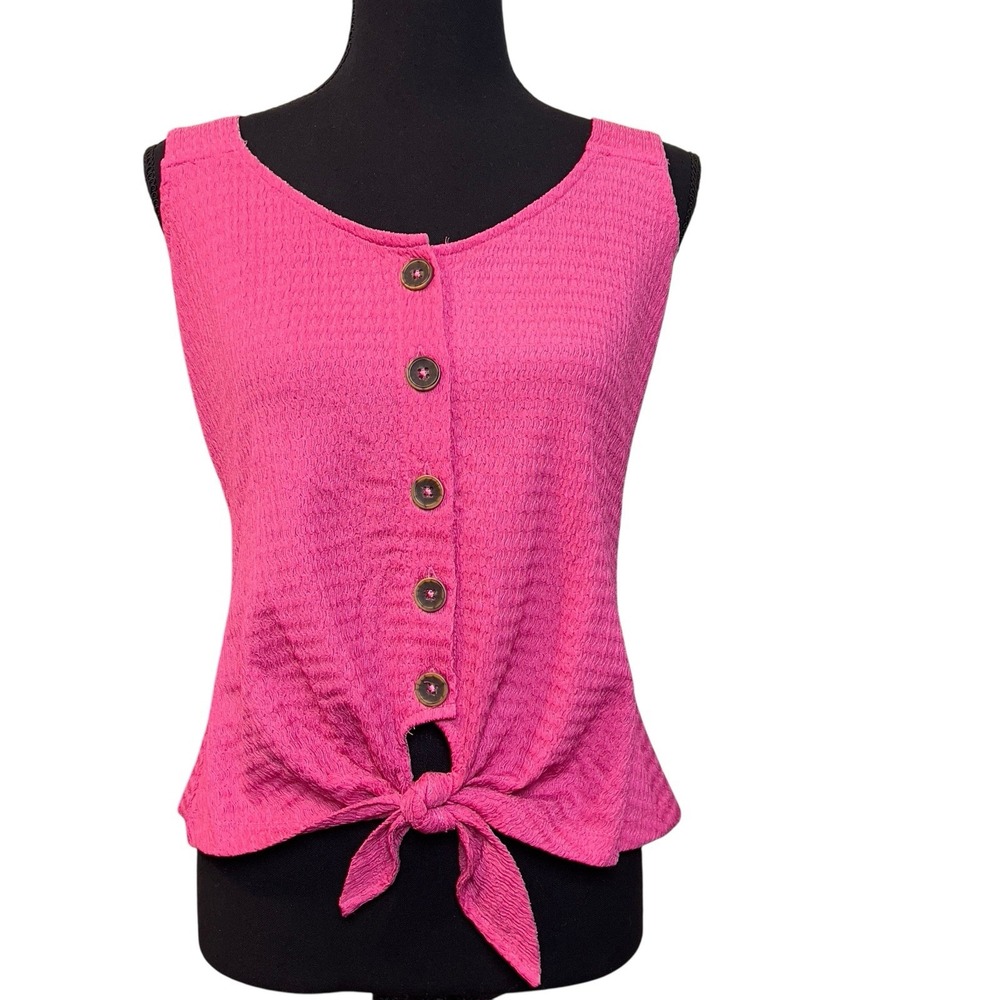 Sanctuary Golden Hour Pink Button Down Tie Front Tank‎ Top Small Wide Strap NEW